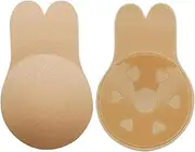 [Generic] Push Up Bras Adhesive Silicone Strapless Invisible Bra Reusable Sticky Breast Lift Tape Nipple Cover Bra Pads for Women(Beige,B)