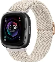Elastic Solo Loop Bands for Fitbit Versa 4 Bands&Fitbit Versa 3 Bands, Fitbit Sense 2 Bands&Fitbit Sense Bands Women/Men, Adjustable Stretchy Braided Sport Replacement Sport Straps