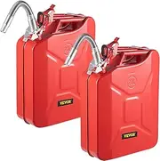 VEVOR Jerry Fuel Can, 20 L Portable Jerry Gas Can with Flexible Spout System, Rustproof ＆ Heat-resistant Steel Fuel Tank for Cars Trucks Equipment, 2PCS Red