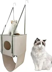 Door Suspending Cat Shelf | Door Mounted Cat Furniture - Double Layer Adjustable Breathable Pet Furniture for Pet Playing Climbing Sleeping Kitten Lounging Home