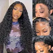 Nervoss 13x6 HD Transparent Lace Front wigs Human Hair Frontal Wigs Human Hair for Women Glueless Wigs Curly Wigs Human Hair Wig Pre Plucked with Baby Hair Natural Hairline 20 Inch
