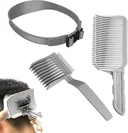 Hysgscwd 3Pcs Barber Fade Combs, Fade Hair Trimming Guide for Men, Neckline Shaving Template, Hair Cutting Comb, Blend Comb, Curved Flat Top Positioning Comb, Adjustable Haircut Band for Home Haircuts