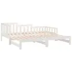 Pull-Out Day Bed White 2X(92X187) Cm Single Size Solid Wood Pine pine wood Sofa