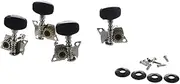 Mellisso 4Pcs Ukulele Guitar and Small 4 String Guitar Tuning Pegs Machine Heads 2R and 2L, Mounting Screws Included-Silver and Black