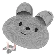 Catzon Shower Foot Scrubber Mat Rabbit-Shaped with Non-Slip Suction Cups-Grey