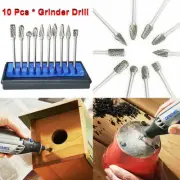 10Pcs Drill Bits Steel Rotary File Carbide Burr Set Wood Carving Grinder Tools