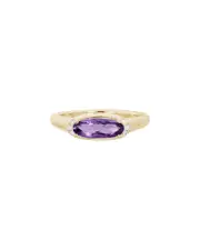 14K Diamond .05 ct. & .90 ct. Amethyst Ring