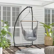 Outsunny Hammock Chair Stand Metal Frame C Shape Hammock Stand, Black