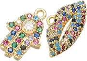 [SHINEOFI] 2pcs Bracelet Pendant Charms Rhinestone Pendant Charms Necklace Charms Rhinestones Pendant Charms