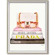 [Japan Used Bag] Homage Canvas Art Book Stack Pink Bag M Size Bc-12059 / Prada D