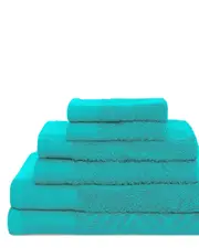 Superior Basket Weave Jacquard And Solid 6pc Egyptian Cotton Towel Set