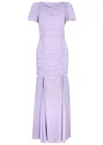 DE LA Vali Amandine Ruched Chiffon Maxi Dress - Lilac - 8 (UK8 / S) 8 (UK8 / S)