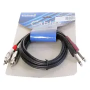 8ft 2-1/4in (6.3mm) Mono Male Cable to 2-RCA Male Audio DJ Mixer Cable Y Splitte
