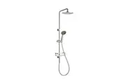 VITO BERTONI ECO Dual Elite Round Rain Shower Rail Set with Soap Basket - Brushed Nickel