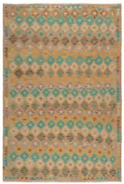 Kilim Afghan Hand-Woven Oriental Carpet 295x204 cm-Nomadic, Kilim, Carpet, Braun