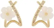 MAYJAI S925 Silver Needle Flower Shell Cross Earrings Female Style Sweet Versatile Earrings