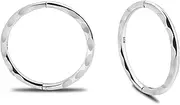 [Serenity Sleepers] 925 Sterling Silver Seamless Faceted Sleeper Hoop Earrings - Hypoallergenic 18G Hinged Hoops for Continuous Wear (8mm-14mm) - Unisex Women Men Body Jewellery for Ears
