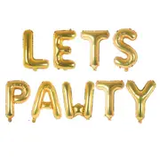 16-inch Gold LETS PAWTY Foil Balloon Banner