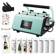 Tumbler Heat Press Machine and Sublimation Tumblers, Tumbler Press Set with 8pcs 20OZ Blank Tumblers, Mug Press Cup Press for 11-30oz Tumblers Mug, with Heat Transfer Paper, Gloves,