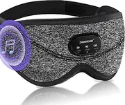 Bluetooth Sleep Headphones with White Noise Sleep Mask, 3D Eye Mask, 38 Relaxing Sounds, 16hrs Playingtime, Light Blocking, Auto-Off Timer, Grey