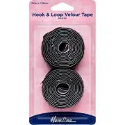 HEMLINE Self Adhesive Hook and Loop Tape, Black