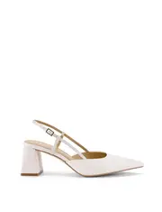 Yasmine Slingback Heels - Chalk Leather