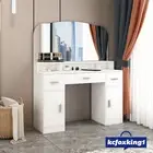 Dressing Table Large Mirror Jewellery Cabinet Vanity Makeup Organizer Table