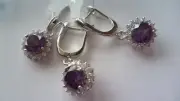 STUNNING GENUINE 925 SOLID STERLING SILVER ZIRCONIA SET PENDANT & EARRINGS
