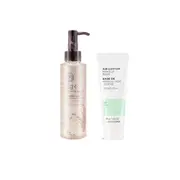 THE FACE SHOP Rice Water Bright Rich Cleansing Oil - 150ml (1ea) + Air Cotton Makeup Base - Mint (1ea) Set