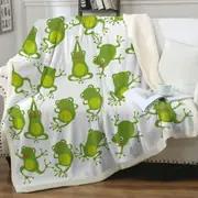 Cute Green Frog Pattern Throw Blanket