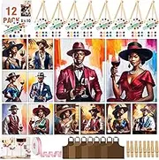 QUANWAISJ 12 Pack Paint and Sip Kit for Adults, Pre-Drawn Canvas to Paint, Couples Date Night, Valentine's Day Party Supplies (Gentleman and Lady)