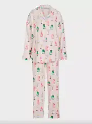 NEW PETER ALEXANDER BAMBOO FLANNELETTE CHAMPAGNE PJ SET M RRP$139
