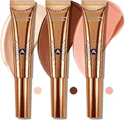 Anglicolor 3Pcs Highlighting Blush Contour Stick Easy To Use,Liquid Blush Liquid Contour Wand Blends Well,Great BlushCream Contour, Lasting Matte Subtle Cruelty & Cruelty-Free (#01+#02+#05, 36ml)