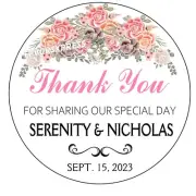 BOHO PEACH BLUSH PINK PEACH FLORAL WEDDING FAVOR STICKER THANK YOU LABELS