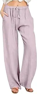Wide Leg Linen Pants for Women Summer 2025 Lightweight High Waisted Palazzo Pants Loose Fit Casual Beach Trousers