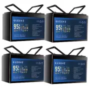 4PCS Queens 12V 95AH Lithium Battery LiFePO4 100A Prismatic Cells BMS RV Camping
