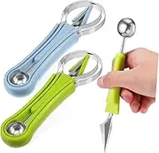 KICHOUSE 2Set Fruit Tool Set Melon Baller Scoop Watermelon Slicer for Cantaloupe Comfortable Grip Kitchen Utensils for Types Bundle