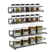 4PCS Kitchen Spice Rack, Cabinet Shelves Jar Bottle Storage Organizer Wall Mount