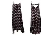 Women's Summer Dress Bohemian Flowy Floral Beach Asymmetrical Hem Low Back -Swallows [Size:S]