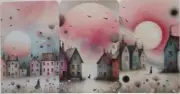 Swap cards Modern playing card back set of 3 Pink Fantasy