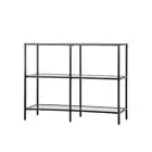 Console Table Tempered Glass Sofa Table Hall Side Entry 3 Shelves Black