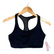 Victoria's secret sport razorback rhinestones sports bra black size medium new