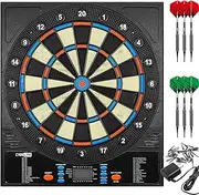 CyeeLife Electronic Dartboard with Soft Darts,8 Players&34 Games&255 Variations,Battery/Adapter/3 Languages Switching for Professional Dart Games