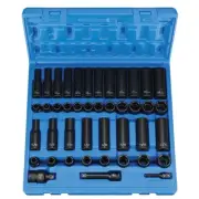 Grey Pneumatic 3/8" Drive 43-Piece SAE & Metric Impact Socket Set, 6-Point