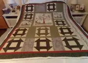 New Handmade Amish Quilted Wall Hanging or Baby Quilt (61"W x 72"L)