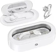 MANKIW Ultrasonic Cleaner Jewelry Cleaner, Portable Professional jewelry Cleaner Ultrasonic Machine with Stainless Steel Tank for Cleaning Jewelry Eyeglasses Watches Shaver Heads(White)