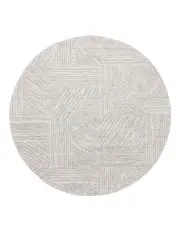 [LOOPSIE] Obu Geometric Washable Round Rug in Grey