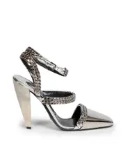 Silver Square Toe Heels