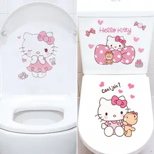 Hello Kitty 可愛 馬桶貼紙 裝飾貼 馬桶蓋貼畫 馬桶貼 自粘貼  防水貼 廁所衛生間裝飾牆貼 居家裝飾 牆布