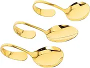 BUGUUYO Stylish Bent Handle Stainless Steel Spoon Salad Seafood Sushi Appetizer Serving Spoon Reusable